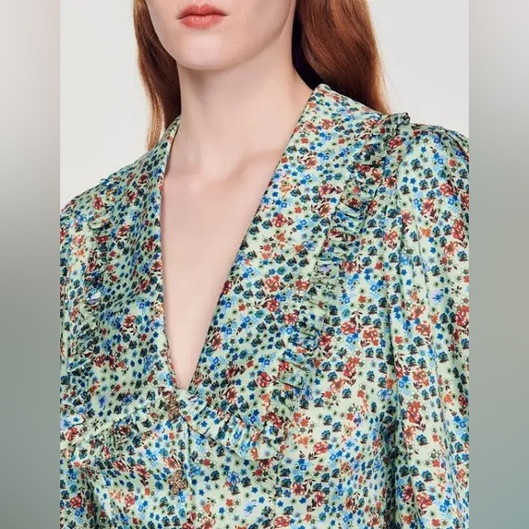 Sandro new without tags silk floral dress - Picture 2 of 6